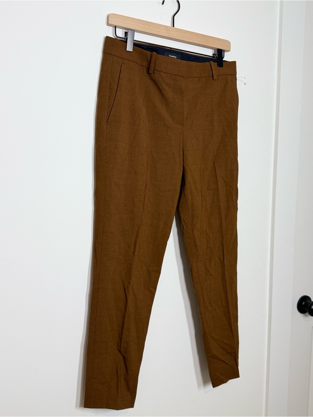 Theory Testra O Sevona Wool Blend Ankle Pants Brown Size 4 - Picture 2 of 6